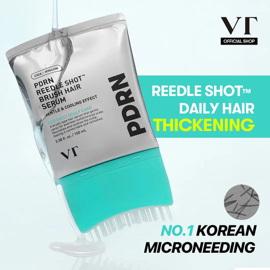 VT Cosmetics PDRN Reedle Shot Hair Brush Serum - Advanced Microneedling Treatment for Comprehensive Scalp Care, Hair Thickening, and Daily Root Nourishment - Ideal for Hairline, Roots, Baby Hairs, and Dry Scalp - Korean Haircare Solution